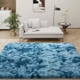 thumbnail image 3 of Javonne Fluffy Shag Rug for Bedroom,5'x7' Soft Shaggy Fuzzy Area Rugs for Living Room,Cute Furry Plush Kids Rugs Nursery Dorm Boys Girls Bed Room Carpets,Tie-dye Peacock Blue, 3 of 8