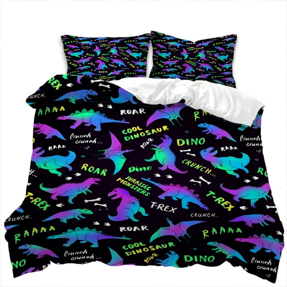 Hosima 3D Blue Printed Duvet Cover Double Size Dinosaur Pattern Bedding Set, Soft and Comfortable, DAW05A Full Set