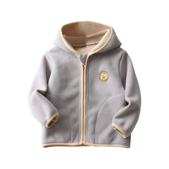 Ruyang Kids Boys Girls Polar Fleece Jacket Baby Cute Animals Graphic Zip Up Hooded Coat Fall Winter Warm Fuzzy Outwear