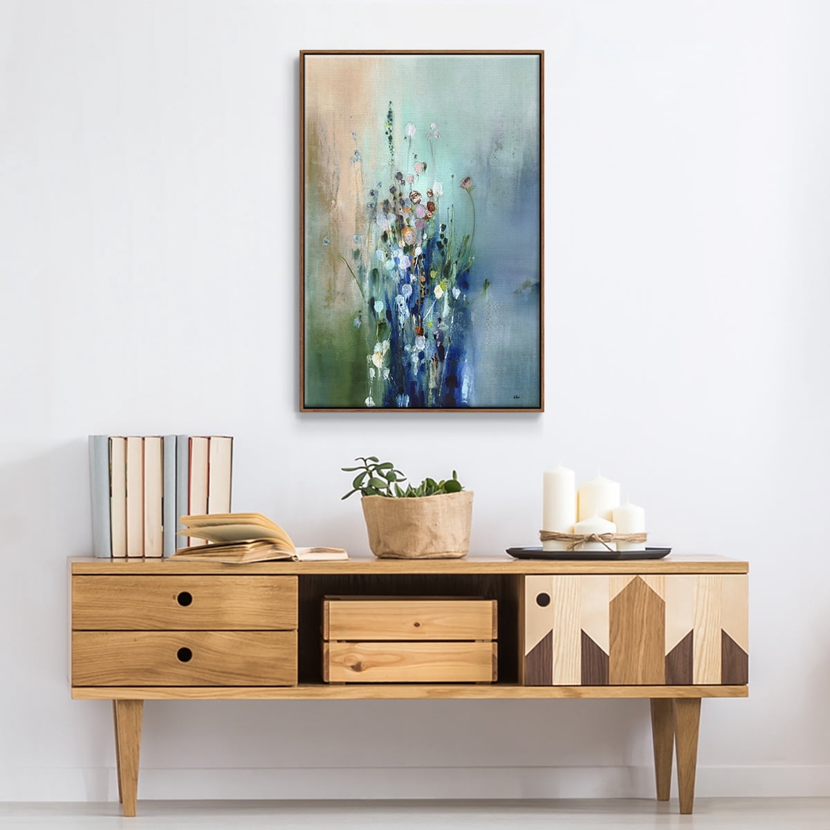 Current Air II Framed Premium Gallery Wrapped Canvas - Ready to Hang - 17 x 25 - Walnut Floating Frame