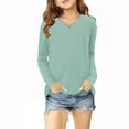 thumbnail image 5 of Summer Shirt for Girls 2025 V Neck Top Long Sleeve T-Shirts Solid Color Blouse Plus Size Girls Shirts 5t, 5 of 5