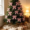 thumbnail image 5 of Dalang 12-Piece Velvet Christmas Wreath Bow Decoration, Luxury Ribbon Bows for Holiday Tree Wreath Garland Party Scene Decor, Pink 1Set, 5 of 7