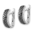 thumbnail image 2 of 14k White Gold Black and White Diamond Hinged Hoop Earrings, 2 of 4