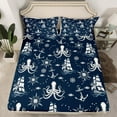 thumbnail image 2 of Feelyou Cartoon Octopus Navy Bed Sheets for Teen, Sailboat Compass King Sheets, Ocean Marine Theme Sheet Set, Super Cozy Room Decor, 4pcs, 2 of 7