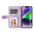 thumbnail image 2 of Allytech Slim Wallet Case for iPhone 15 Plus with Card Slots, Luxury PU Leather Magnetic Clasp Flip Wrist Shoulder Strap Kickstand Shockproof Protective Shell for Women Men - Purple, 2 of 9