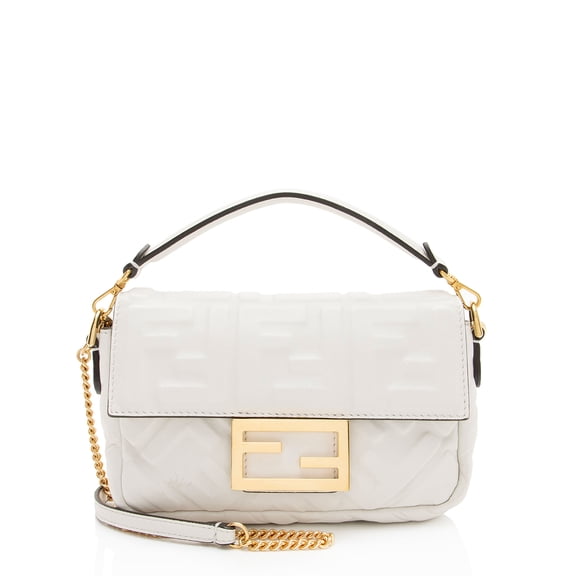 Pre-Owned Fendi FF Embossed Leather 1974 Mini Baguette Shoulder Bag