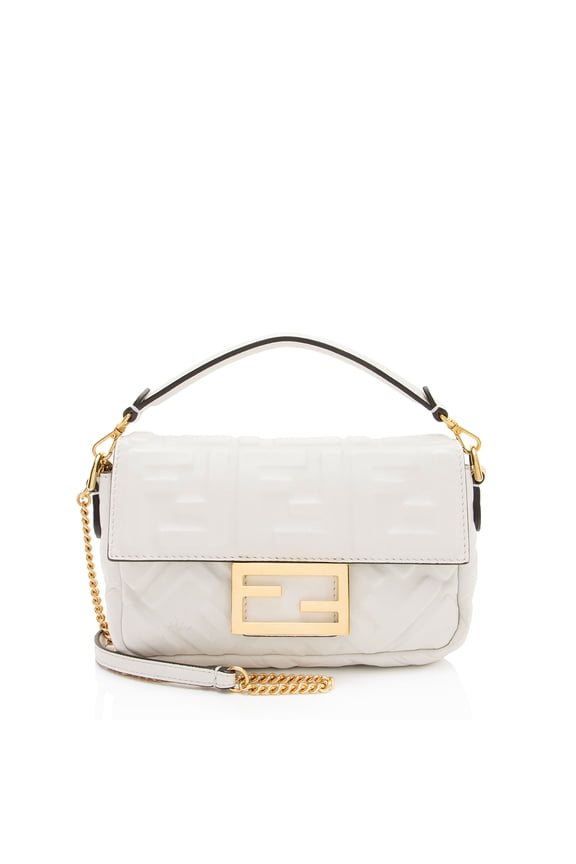 Pre-Owned Fendi FF Embossed Leather 1974 Mini Baguette Shoulder Bag
