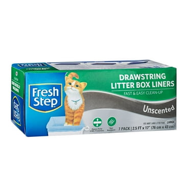 Fresh Step Drawstring Cat Litter Box Liners Unscented Large, 30" x 17" 7 Count