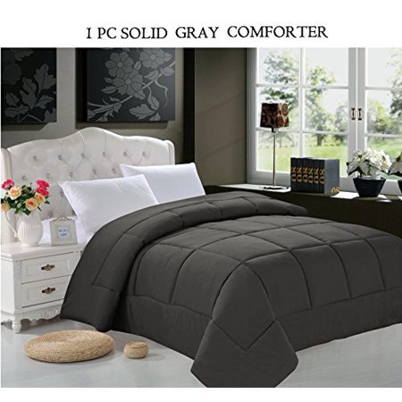 All Season Goose Down Alternative Double-Fill Comforter (Duvet Insert), Full/Queen, Gray, Luxury ultra soft hi-loft down alternative comforter all year-round comfort By Elegance Linen