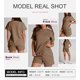 thumbnail image 4 of ZHAOCHENG Conjuntos de 2 piezas para mujer, conjuntos de salón, camisas casuales de manga corta, pantalones cortos, pijamas cómodos, conjunto de chándal, 4 of 5