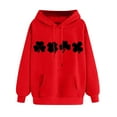 thumbnail image 3 of VBTAPA Women's St. Patrick's Day Hoodies Irish Shamrock Graphic Casual Long Sleeve Hooded Pullover Sweatshirts with Kangaroo Pocket Red S, 3 of 5