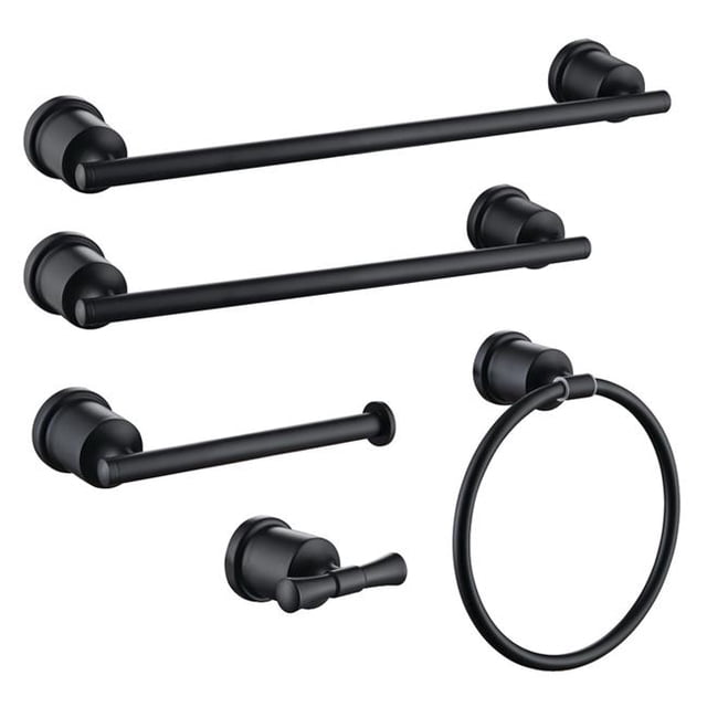 Kingston Brass BAHK9112478MB Mathsson Bathroom Accessory Set, Matte Black - 5 Piece