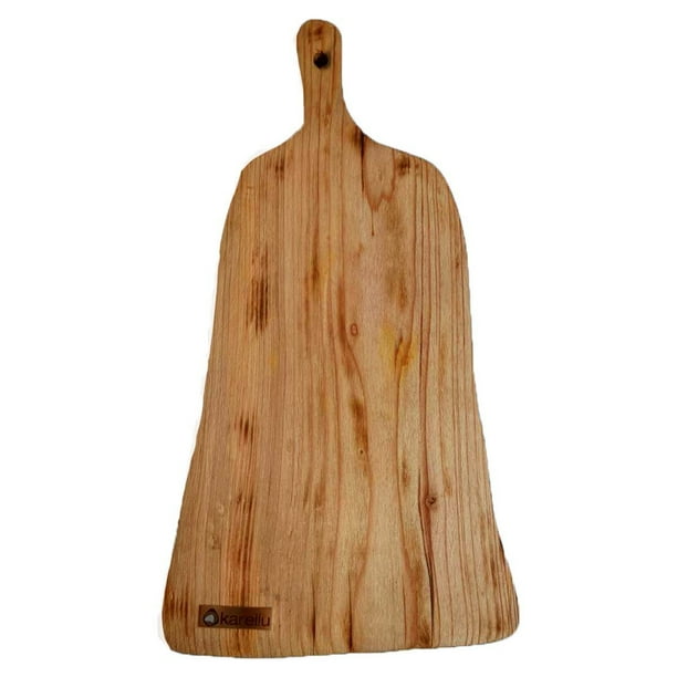 tabla para picar HAPPY LIFE madera pino, tabla de decorativa, tabla de quesos y corte carne, hecha 100% a mano I LIVE I: XL 51 x 28 x 18 x 2.5