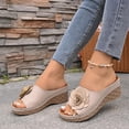 thumbnail image 4 of Bkhluea Women Wedge Slide Sandals Floral Applique Shoes Comfortable For Casual Home Travel Daily Outdoor Activities, 4 of 7