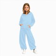 thumbnail image 4 of Zuwimk Toddler Boy And Girls Clothes Long Sleeve Solid Color Hoodie Sweatshirt & Pant 2PCS Fall Outfits(T041-Sky Blue), 4 of 4