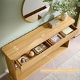 thumbnail image 3 of Aitjunz 63" Console Table with 2 Drawers and Storage Shelf, Waterfall Wood Grain Entryway Table with Curved Edges, Long Sofa Table for Living Room, Hallway and Foyer, 3 of 6