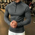 thumbnail image 5 of VgaVtl Long Sleeve Tee Shirts for Men Athletic Fall Winter Zip-Up Casual Gray Stretch Turtleneck Shirts for Men Slim, 5 of 6