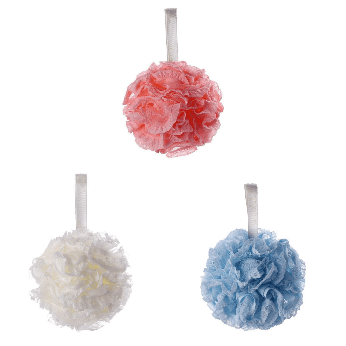 Duslogis Set of 3 Large Lace Bath Sponges Shower Loofahs Pouf 5 inch ...