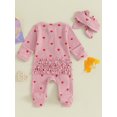 thumbnail image 5 of Elippeo Baby Girls Valentine's Day Jumpsuit 3M 6M Long Sleeve Crew Neck Heart Print Ruffle Zipper Romper with Headband, 5 of 10