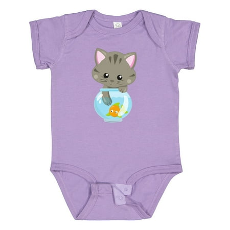 

Inktastic Cute Cat Little Cat Kitty Kitten Fish Bowl Girls Baby Bodysuit
