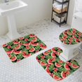 thumbnail image 3 of Summer Fruit Bathroom Rugs Set Watermelon Flowers Leaves Black Background Non Slip Absorbent Soft Bath Mats 3 Piece Set with Bathroom Rug, U-Shaped Floor Mat, Toilet Seat Cover Small Size, 3 of 9