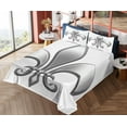 thumbnail image 4 of Ambesonne Medieval Fitted & Top Sheet Set with Shams, Lily Flower, White Grey, 4 of 5