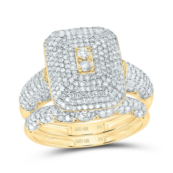 10kt Yellow Gold 1 1/4 Cttw Diamond Fashion Emerald Wedding Engagement Anniversary Bridal Set, Women Size: 5-9