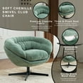 thumbnail image 2 of Modern Chenille Office Chair, 360° Swivel Round Accent Chair with Removable Cushion & Black Metal Base for Living Room, Bedroom, Office – Green, 2 of 6