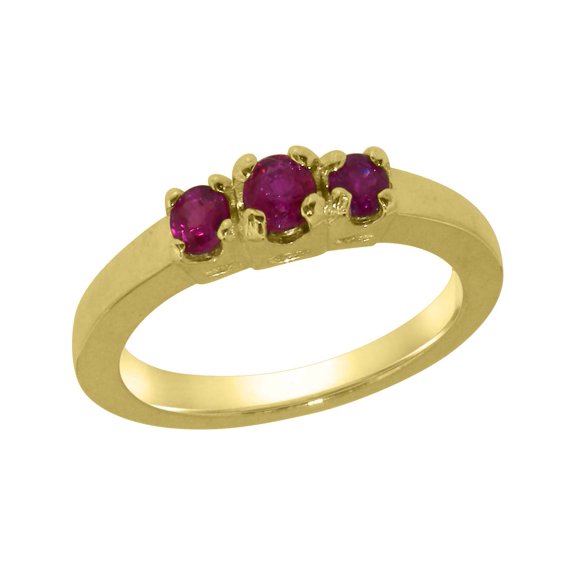 LBG British Made 10k Yellow Gold Natural Ruby Womens Anniversary Ring - 33 size options - Size 10