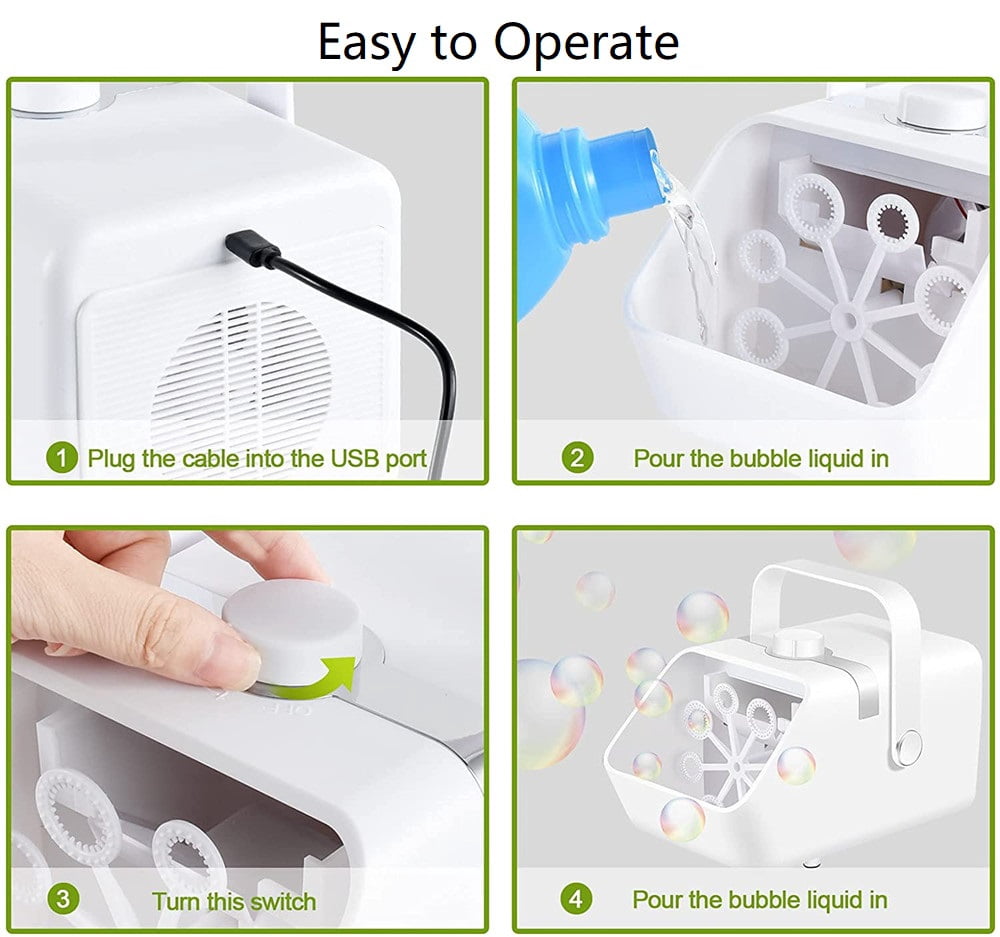 Bubble Machine, Automatic Bubble Blower, Portable Auto Bubble Maker with High Output for Outdoor/Indoor Use,Powered by Plug-in or Batteries , Bubble Xmas Toys and Gifts for Kids Girls Boys