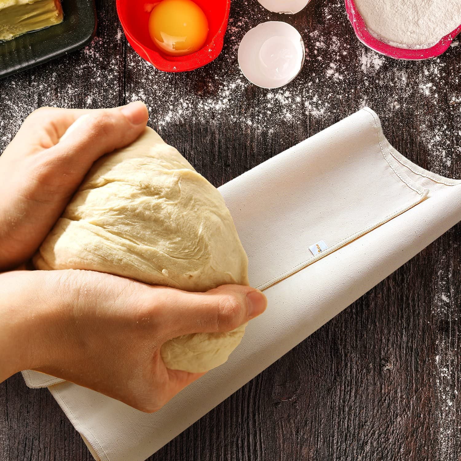 Professional Baguette Couche Baking Proofing Cloth CANDeal 2-Piece Large Bakers Couche 18x14.5 Rolling Dough Proofer Made of 100% Flax Linen Bread Cloche 