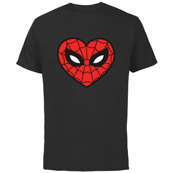 Marvel Spider-Man Sixties Heart Mask Logo - Short Sleeve Cotton T-Shirt for Adults - Customized-Black