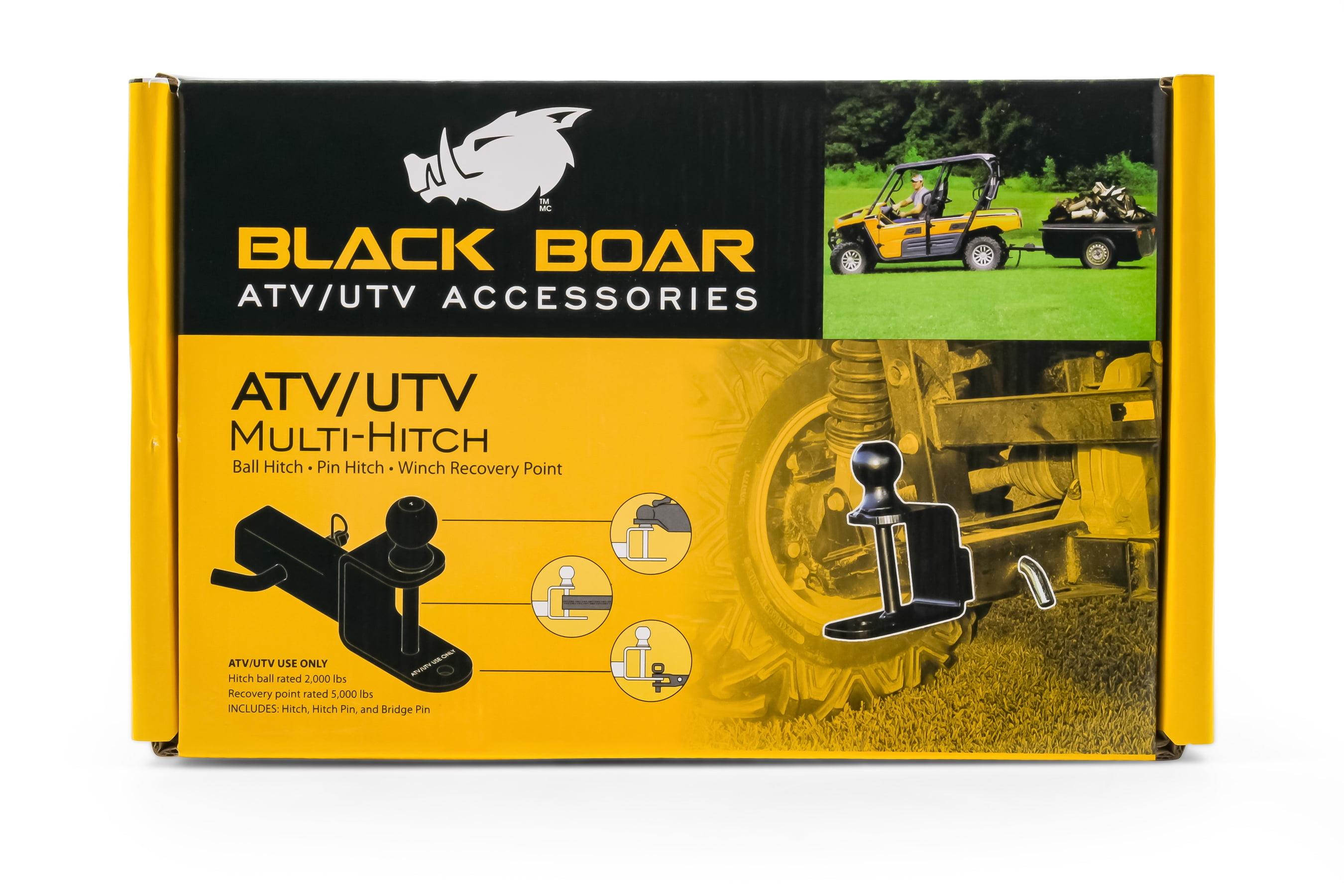 Black Boar ATV/UTV Mount with Hitch Winch Strap Loop 1 7/8 Ball, 1 1/4 Shank 66026 