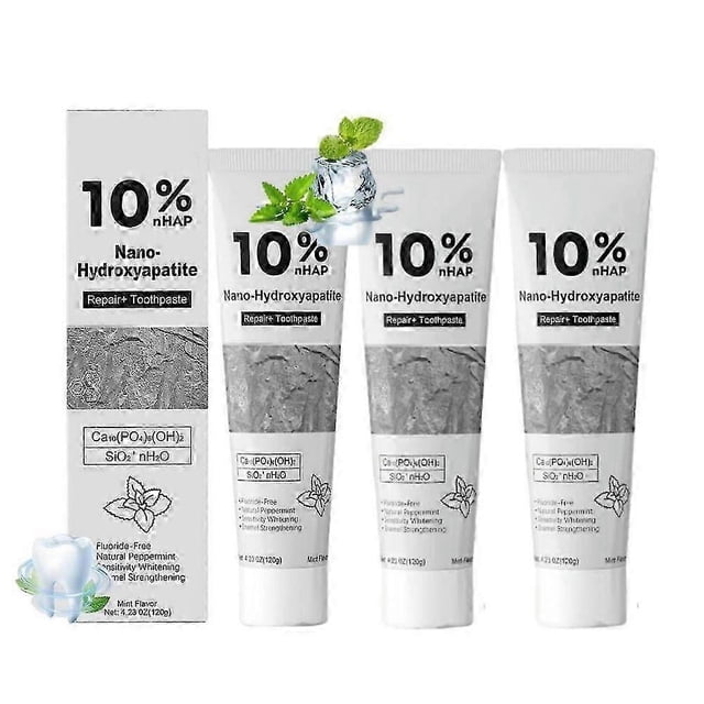 10%nHAP Nano Hydroxyapatite Toothpaste Fluoride-Free Enamel Repair Whitening Toothpaste, Cool Mint Fresh Breath_c*
