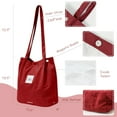 thumbnail image 2 of Wrapables Carry Joy Corduroy Tote Bag, Casual Shoulder Handbag, Red, 2 of 4