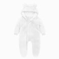 thumbnail image 2 of Baby Boy Winter Clothes Newborn Infant Baby Boys Girls Snowsuit Winter Coat Solid Bear Warm Fleece Hooded Footed Romper Jumpsuit Outfits 0-12 Months, 2 of 5