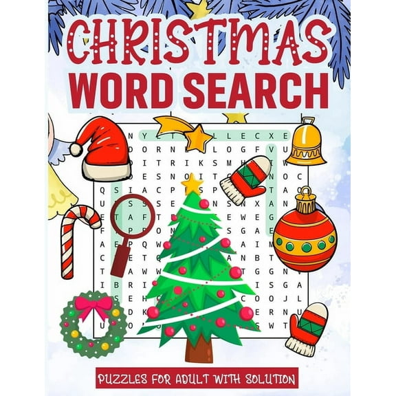 Christmas Word Search Puzzles for Adult with Solution: Challenging Brain Exercise Word Search Puzzles Activity Games Hol, (Paperback)