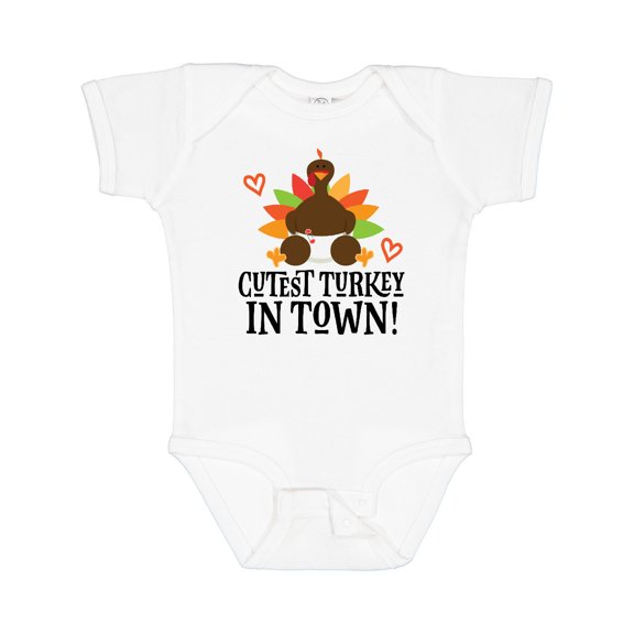Inktastic Thanksgiving Cutest Turkey in Town Boys or Girls Baby Bodysuit