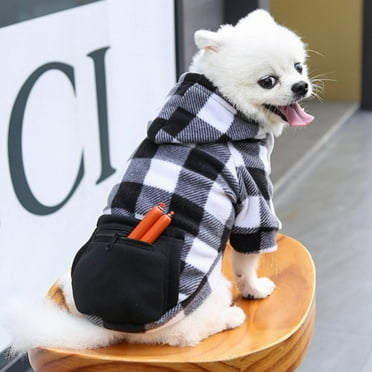Plaid Dog Hoodie Pet Clothes Sweaters with Hat and Pocket Christmas Classic Plaid Small Medium Dogs Winter Clothing Warm Pet Fleece Hooded Coat Cold Weather Pet Clothes for Dogs and Cats