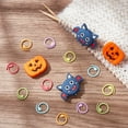 thumbnail image 4 of 12pcs 6 colors Baking Painted Zinc Alloy Knitting Stitch Marker Rings Crochet Clips with 4pcs 2 style Theme Bat & Pumpkin Jack-O'-Lantern Shape Silicone Beads Mixed color 1.45~2.5x1.45~3.45x0.1~0.8cm, 4 of 6