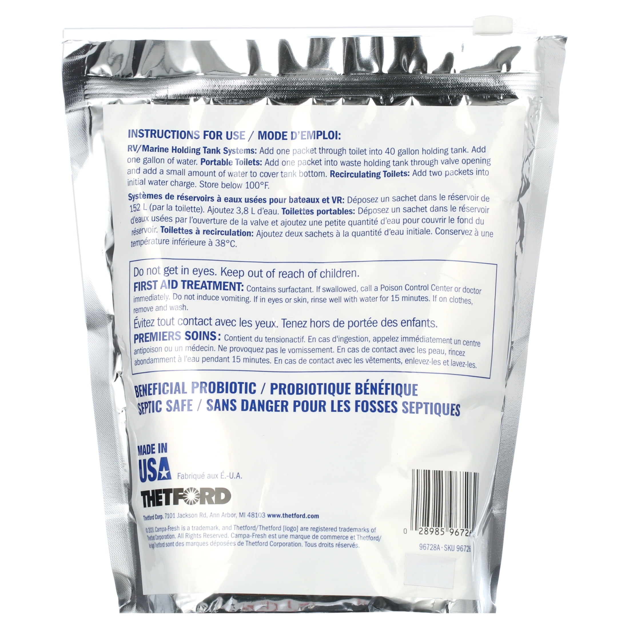 (2 pack) Thetford Campa-Fresh® Free & Clear RV and Marine Holding Tank Treatment, 16-Ct Toss-Ins (96726)