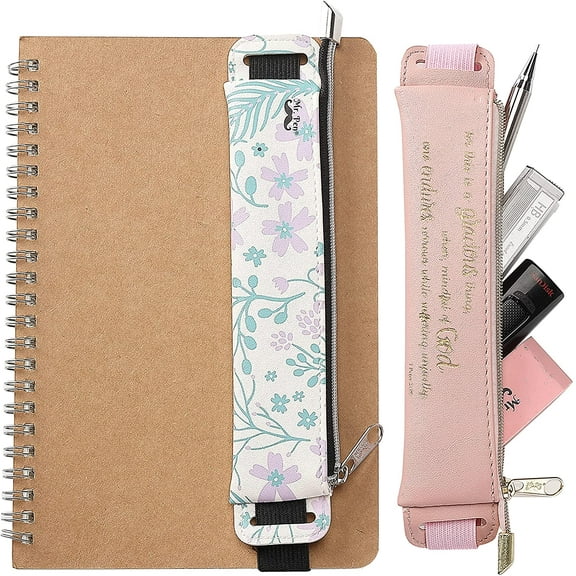 Mr. Pen Adjustable Leather Pencil Case, Assorted Colors, 2 Count, 2 Pack