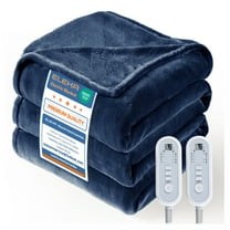 ELEKA 62" x 84" Heated Electric Blanket Twin Size, Flannel Electric Blanket with 8 Heating Levels & 1-10 Hours Auto Shut Off,Blue