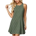 thumbnail image 2 of ClodeEU Women's Polka Dot Round Neck Sleeveless A-Line Mini Dress,Summer Casual Flowy Beach Vacation Dress Army Green,Women's Plus L, 2 of 6
