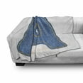thumbnail image 3 of Letter a Soft Flannel Fleece Throw Blanket, Blue Colored Uppercase with Jeans Textile Themend Stitches Image Print, Cozy Plush for Indoor and Outdoor Use, 50" x 60", Blue Yellow, by Ambesonne, 3 of 6