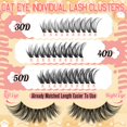 thumbnail image 3 of Eyelash Clusters Calphdiar Cat Eye 30D+40D+50D 400 unidades 8-18 mm, 3 of 7