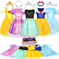 thumbnail image 1 of Set de ropa de vestir para princesas LIMIROLER, 18 piezas, para niñas de 3 a 6 años, 1 of 9
