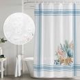 thumbnail image 5 of Blue Coastal Shower Curtain, Waterproof Shower Curtains for Bathroom, Nautical Starfish Eucalyptus Leaf Coral Striped Washable Fabric Bathtub Curtain Set Bath Decor with 12 Hooks Stall 36"x72", 5 of 8