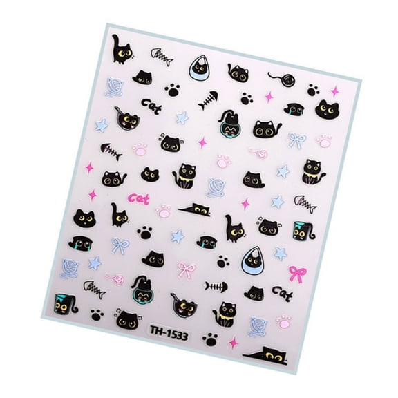 Cats Nail Art Stickers French Nail Decals Star Bowknot Designs Nail Art Decals