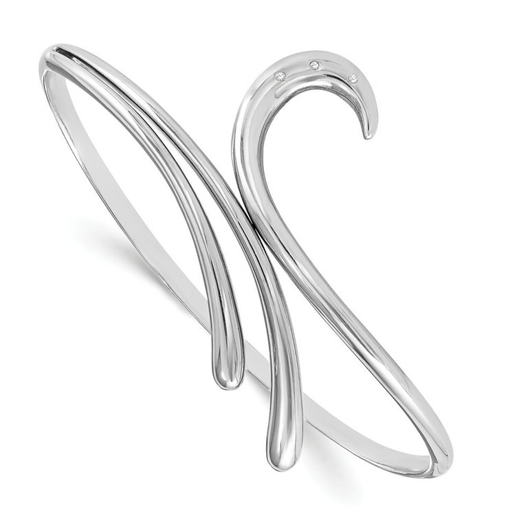 Sterling Silver White Ice Diamond Swirl Bangle Bracelet Sterling Silver White Ice Diamond Swirl Bangle Bracelet